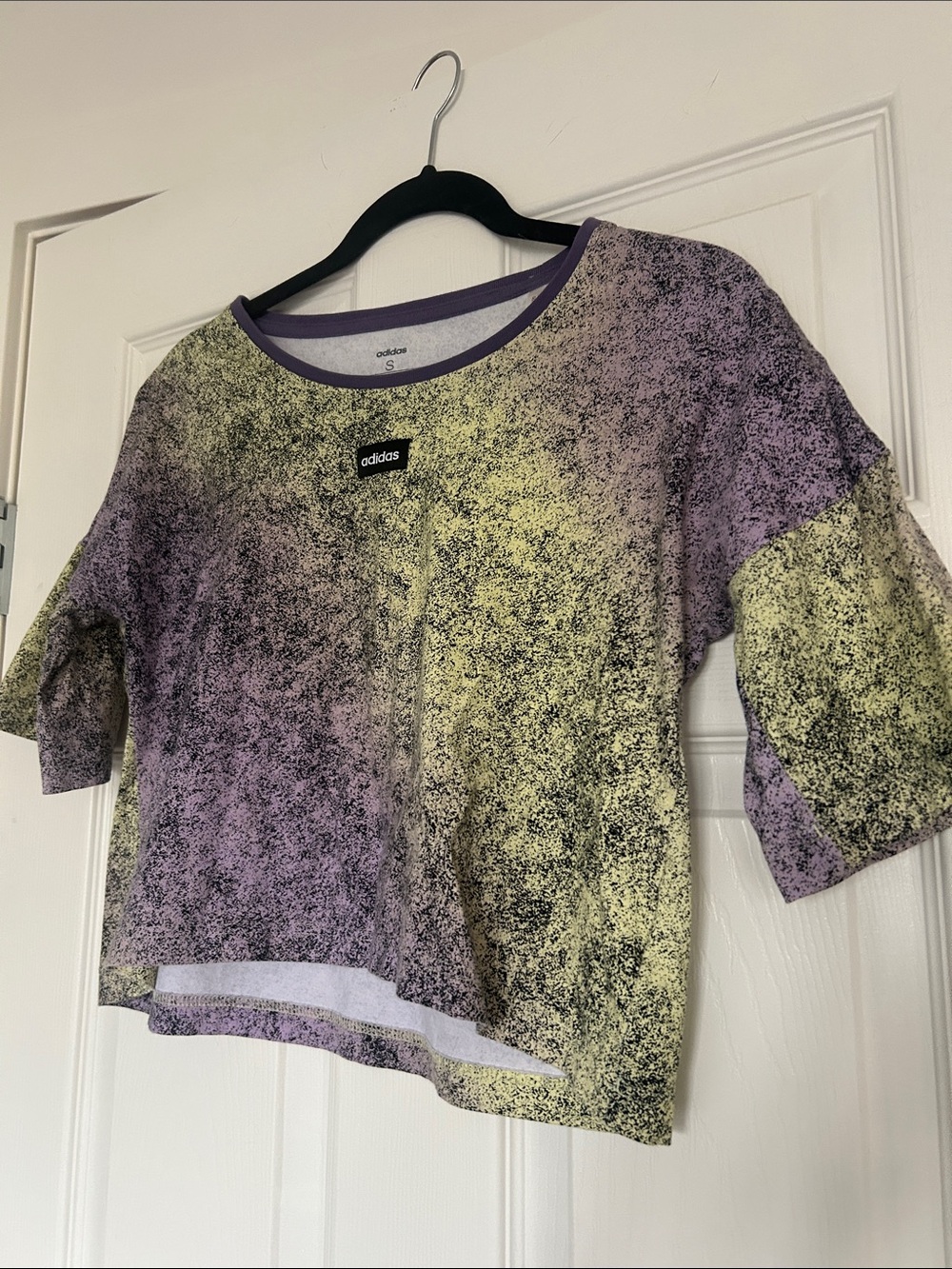 adidas Lavender & Yellow Speckled Cropped Tee